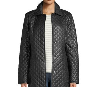 Quilted leather black jacket